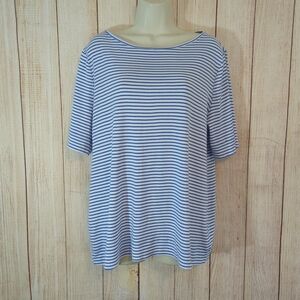 Chico's The Ultimate Tee Blue And White Stipped Top Size 3